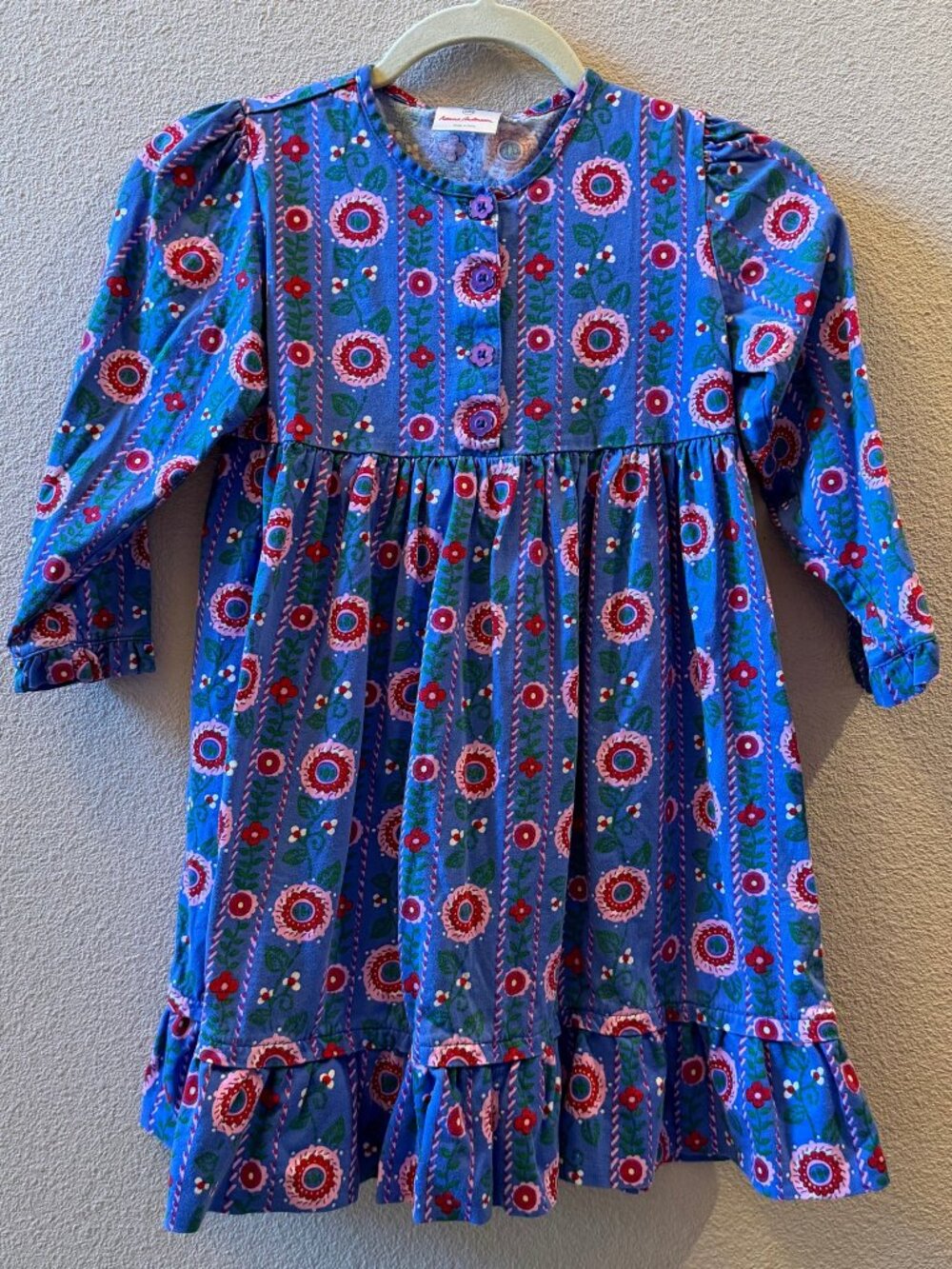 Hanna Andersson Girls Floral Long Sleeve Dress 120cm 6-7